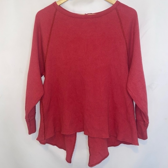 NWOT Free People Amelia Oversized Thermal Top Flor De Mayo Pink Size XS - Picture 3 of 8